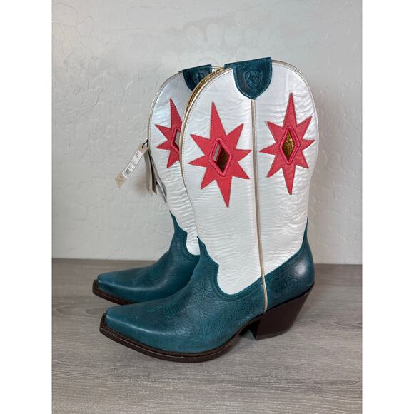 Ariat Starlight Western Boots Turquoise/Pearly White Star Accent Womens 8 NWT - Picture 1 of 10